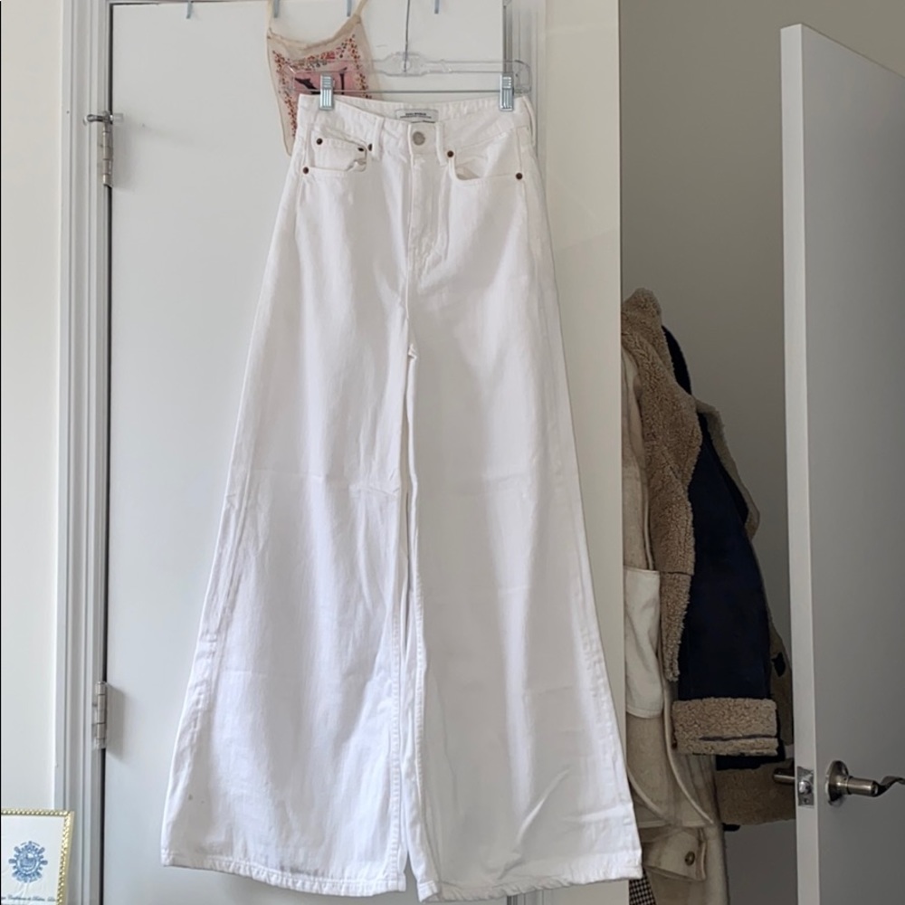 Zara Baggy Wide Leg White Jeans